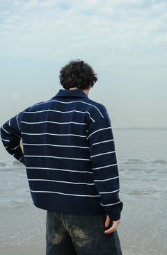 ElCaballo Wool Blend Polo | Dark Navy