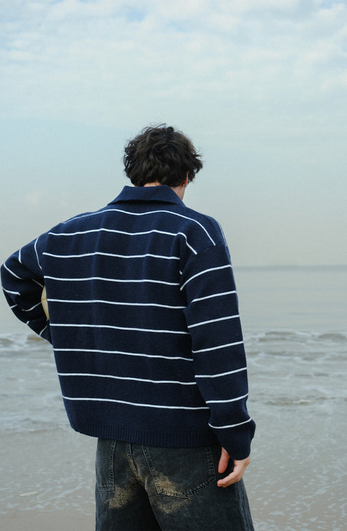 ElCaballo Wool Blend Polo | Dark Navy