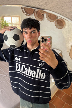 ElCaballo Wool Blend Polo | Dark Navy