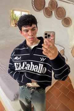 ElCaballo Wool Blend Polo | Dark Navy