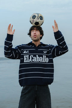 ElCaballo Wool Blend Polo | Dark Navy