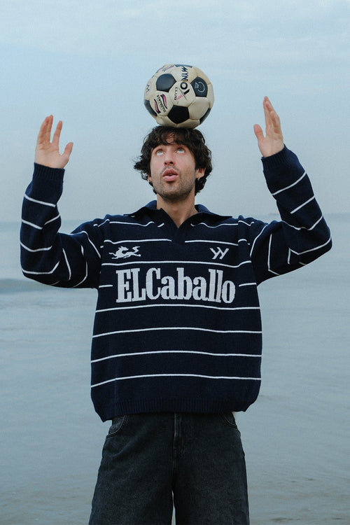 ElCaballo Wool Blend Polo | Dark Navy