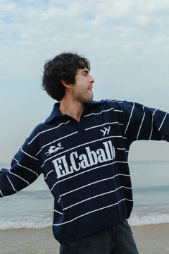 ElCaballo Wool Blend Polo | Dark Navy