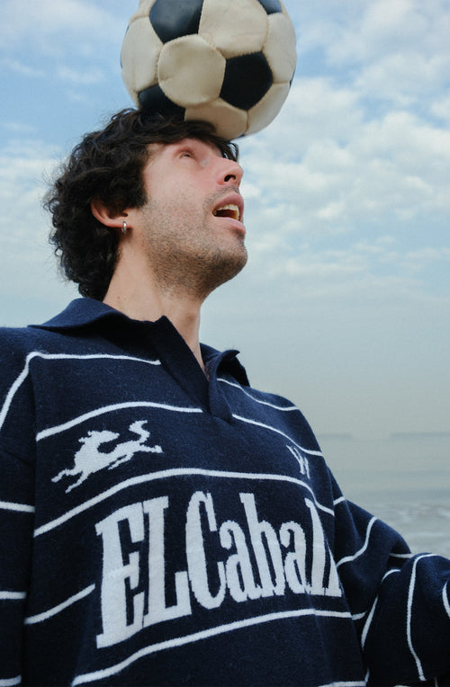 ElCaballo Wool Blend Polo | Dark Navy