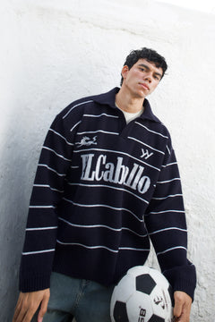 ElCaballo Wool Blend Polo | Dark Navy