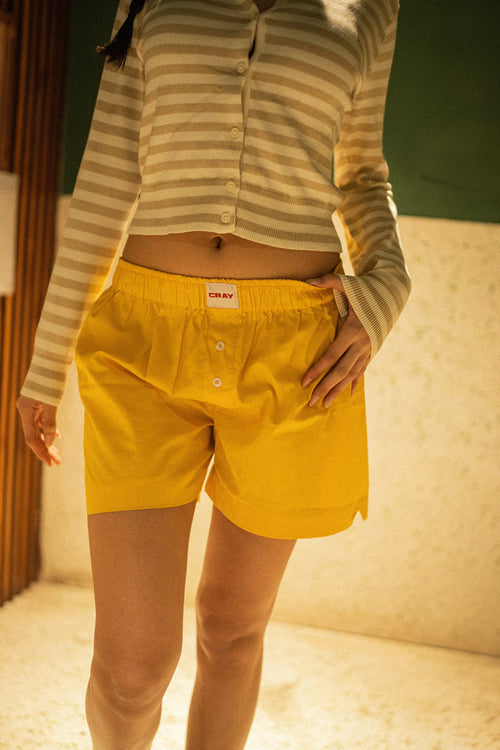 Solid Yellow Boxer Shorts