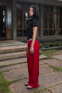 Fine Knit Polka Dot Polo | Black