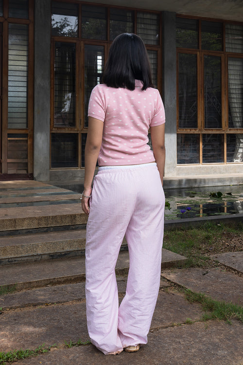 Fine Knit Polka Dot Polo | Pink