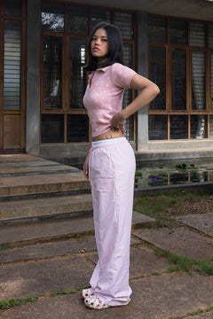 Fine Knit Polka Dot Polo | Pink