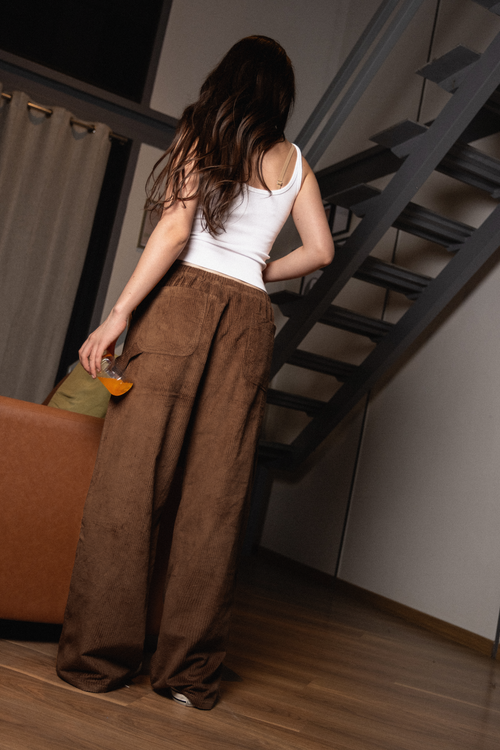 Brown Corduroy Carpenter Sweatpants