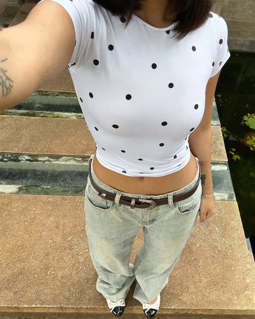 Classic White Polka Dot Baby Tee