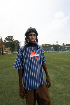 HOC Cherub Heart Baseball Tee - White and Navy Stripes