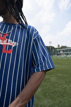 HOC Cherub Heart Baseball Tee - White and Navy Stripes