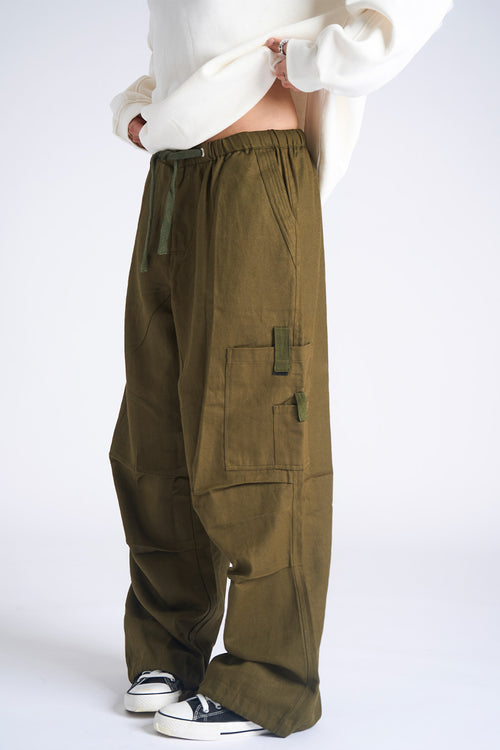 Olive Parachute Pants