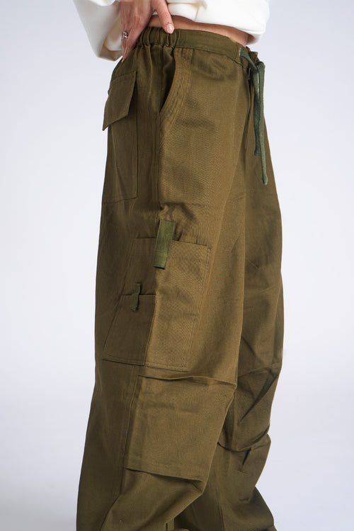 Olive Parachute Pants