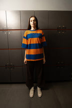 Orange and Blue Classic Wide Stripe Tee