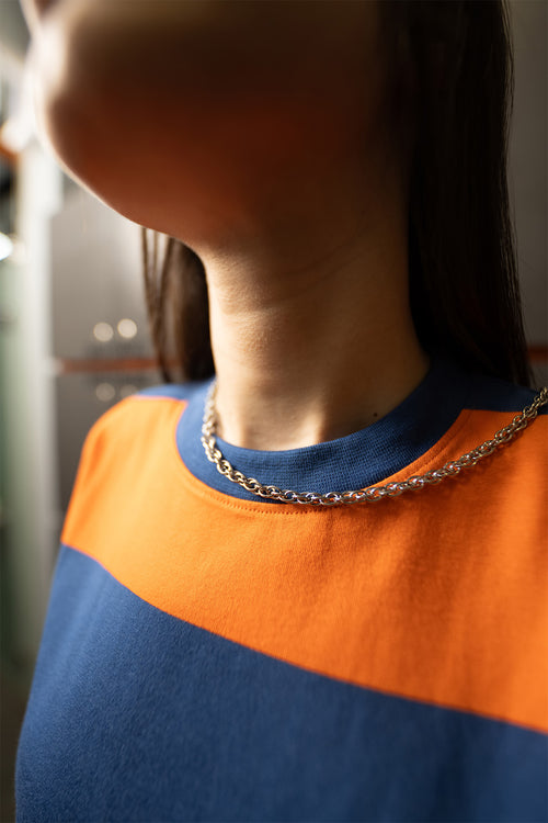 Orange and Blue Classic Wide Stripe Tee