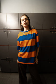 Orange and Blue Classic Wide Stripe Tee