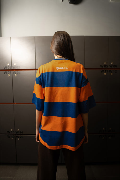 Orange and Blue Classic Wide Stripe Tee