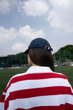 Relaxed Fit Red and White Striped Polo Tee