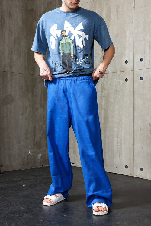 Royal Blue Twill Straight Fit Pants