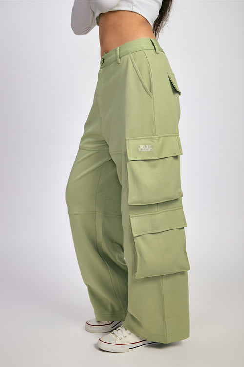 Sage Green Six Pockets Cargo Pants