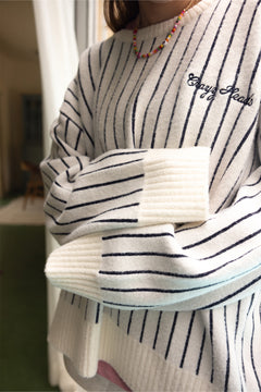 Vertical Stripes Jacquard Pullover Sweater