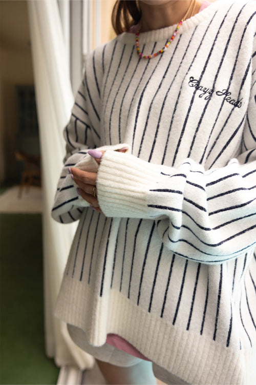 Vertical Stripes Jacquard Pullover Sweater