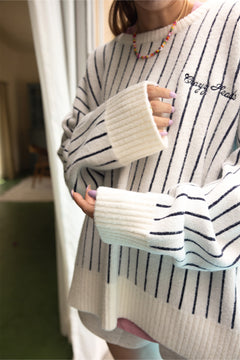 Vertical Stripes Jacquard Pullover Sweater