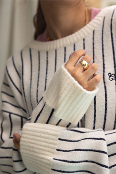 Vertical Stripes Jacquard Pullover Sweater