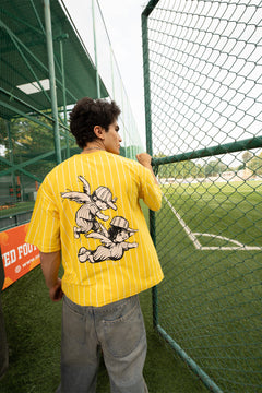 Retro Yellow and White Striped Cotton Cherub Tee