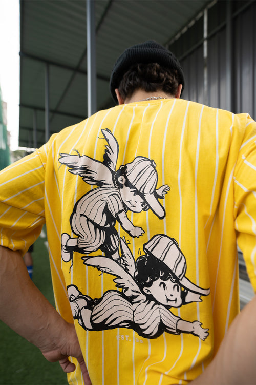 Retro Yellow and White Striped Cotton Cherub Tee