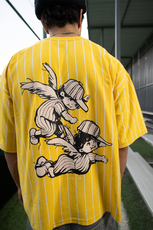 Retro Yellow and White Striped Cotton Cherub Tee