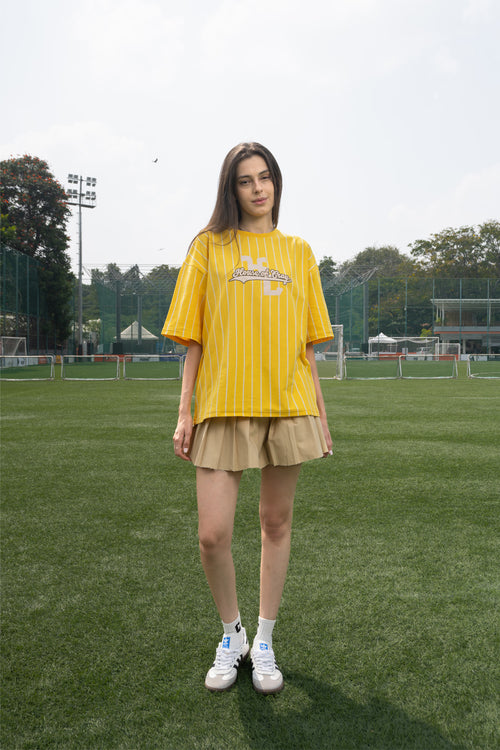 Retro Yellow and White Striped Cotton Cherub Tee