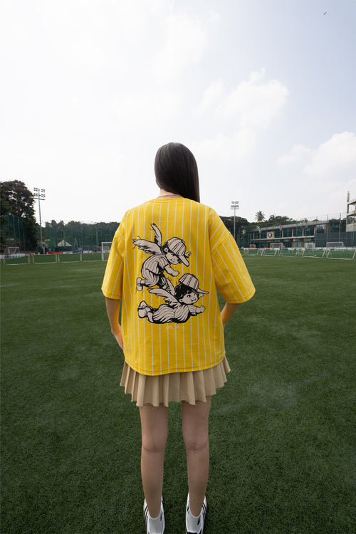 Retro Yellow and White Striped Cotton Cherub Tee