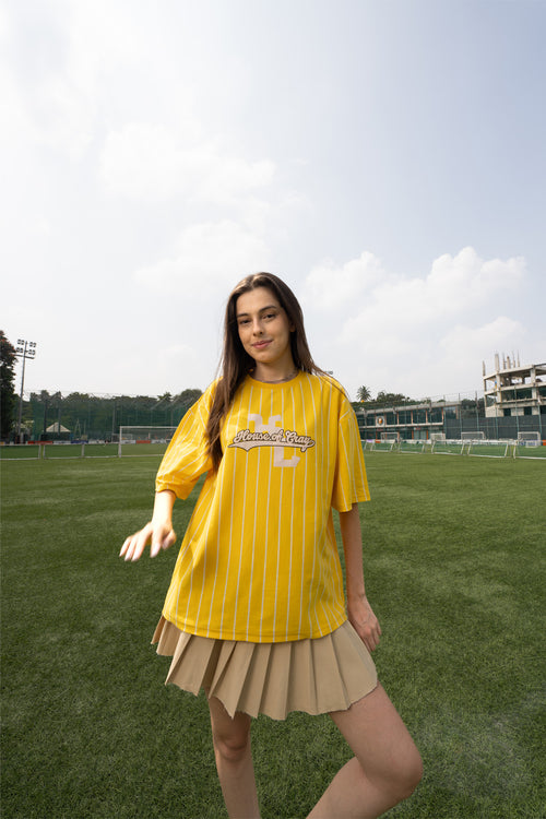 Retro Yellow and White Striped Cotton Cherub Tee