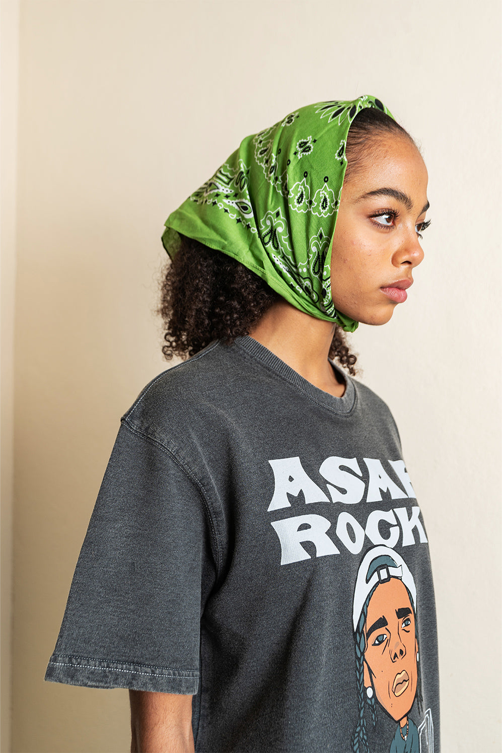 Baggy T Shirt Head Scarf ASAP ROCKY Acid Wash Oversized Tee