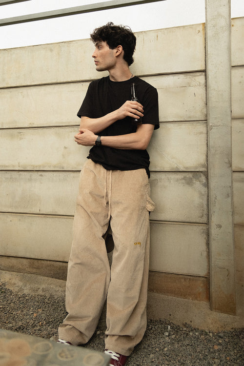 Beige Corduroy Carpenter Sweatpants