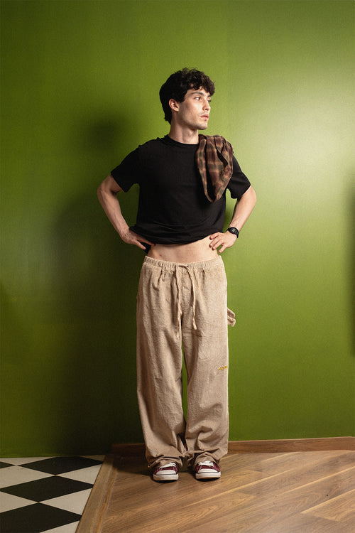 Beige Corduroy Carpenter Sweatpants