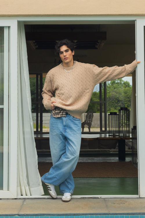 Cable Knit Wool Blend Jumper