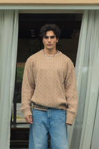 Cable Knit Wool Blend Jumper