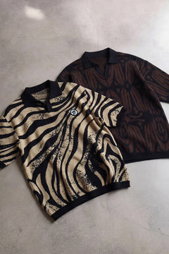 Beige Animal Abstract Jacquard Polo & Classic Brown and Black Jacquard Knit Polo