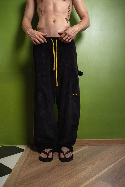 Black Corduroy Carpenter Sweatpants