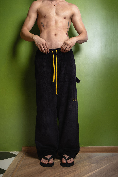 Black Corduroy Carpenter Sweatpants