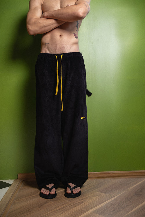 Black Corduroy Carpenter Sweatpants