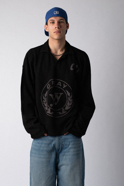 CH Waffle Polo – Washed Black