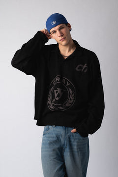 CH Waffle Polo – Washed Black