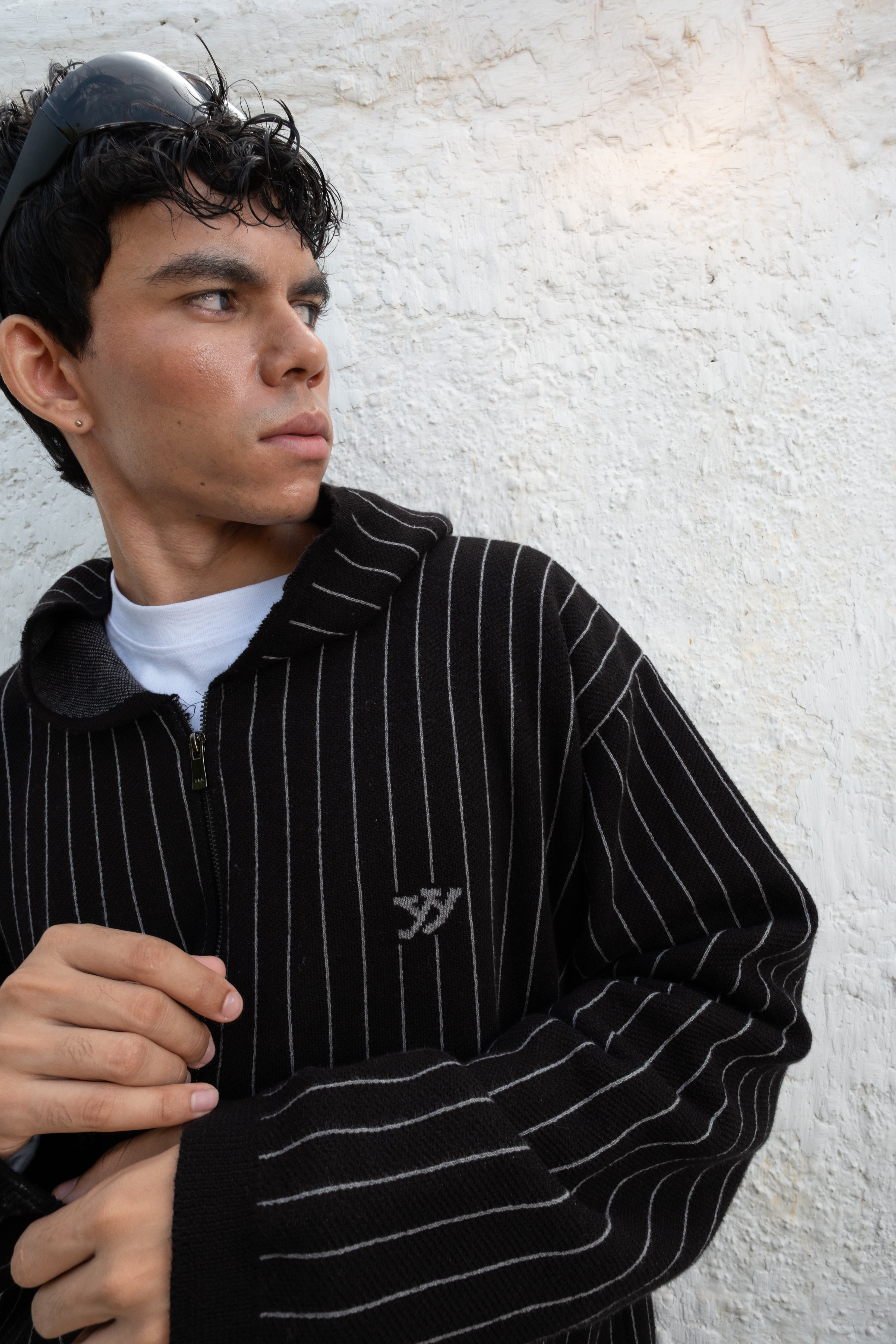 Pinstripe Zipper Hoodie | Black – Crayyheads