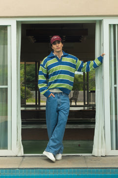 Classic Stripes Wool Blend Polo Jumper