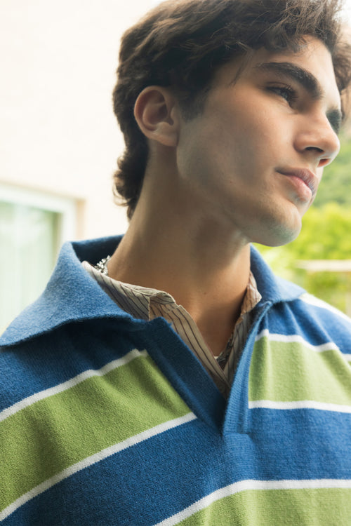 Classic Stripes Wool Blend Polo Jumper